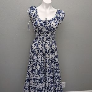 Chelsea & Theodore Blue and White Swing Dress
